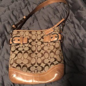 Coach Brown Signature Canvas Shoulder Bag